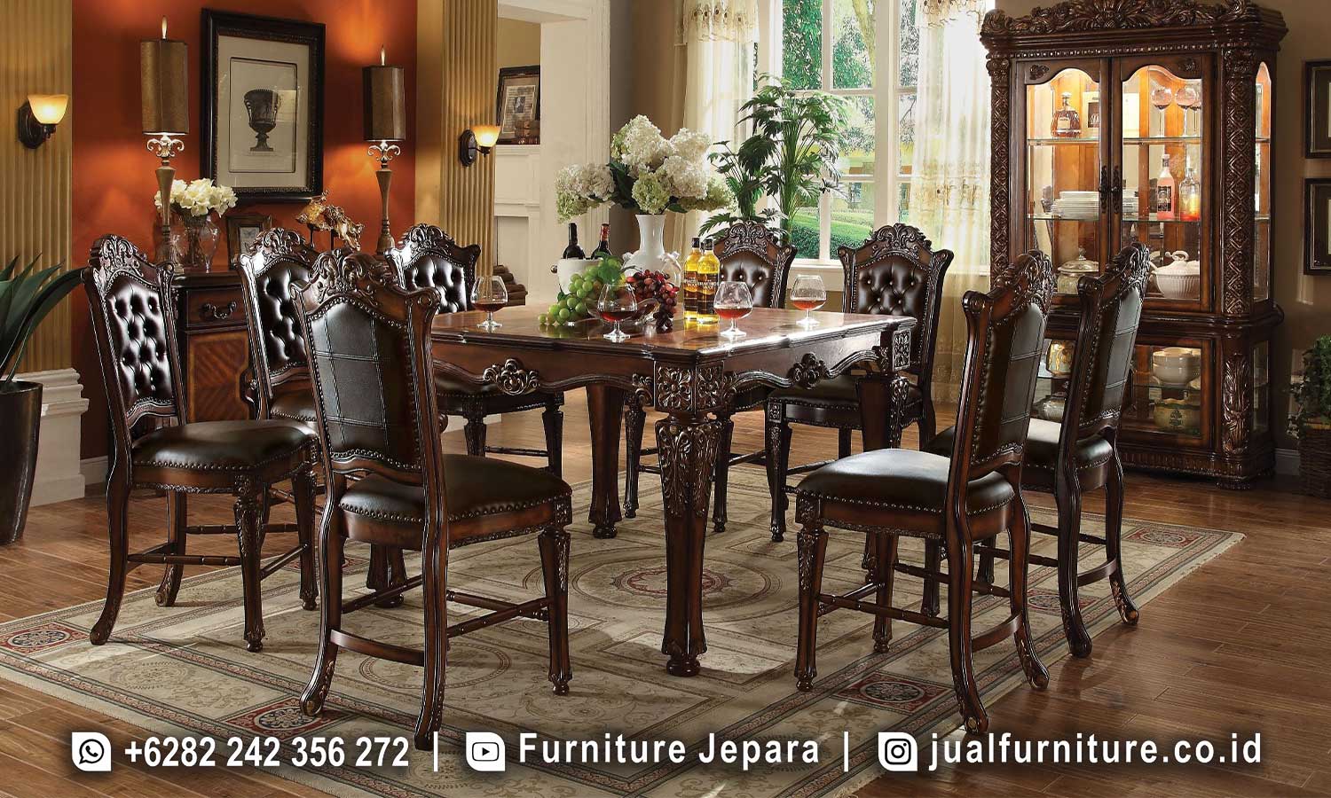 Harga Terbaik Meja Makan Jati Mewah Warna Elegan SMM-496