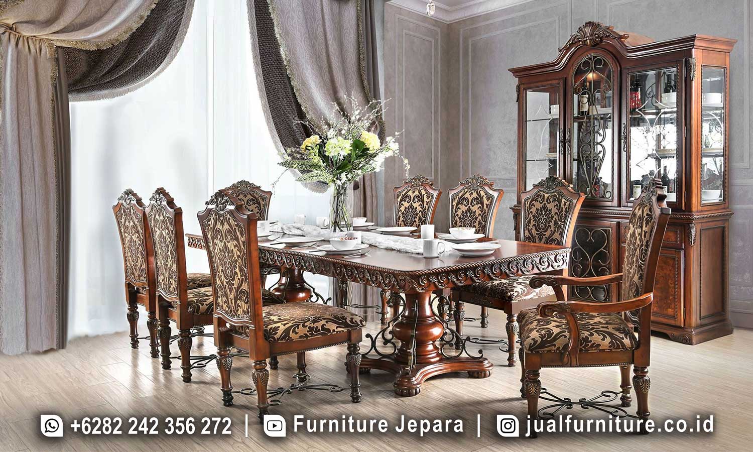 Langsung Kirim Meja Makan Ukir Jati Asli Jepara SMM-495