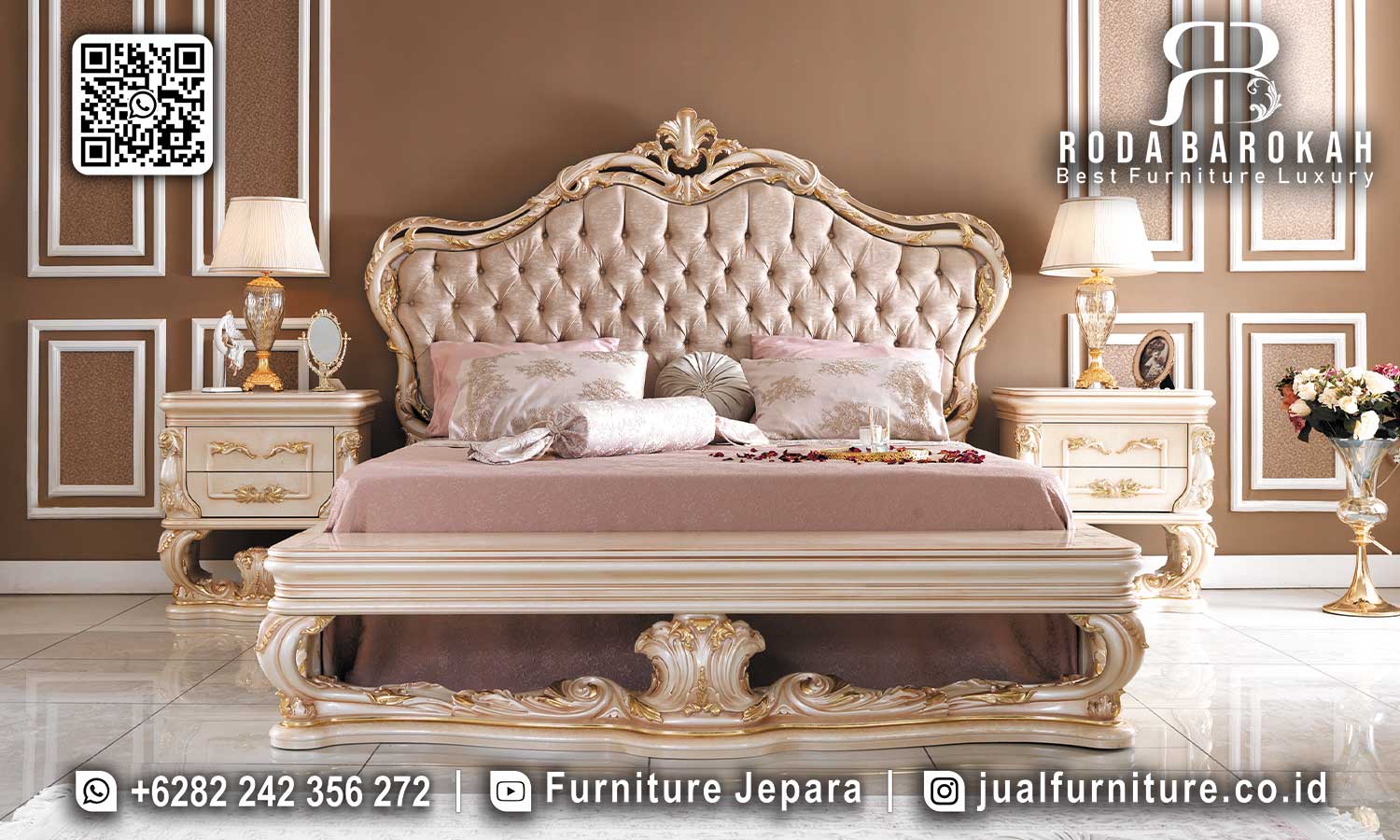 Harga Hemat tempat tidur mewah gold leaf Warna Netral STT-402