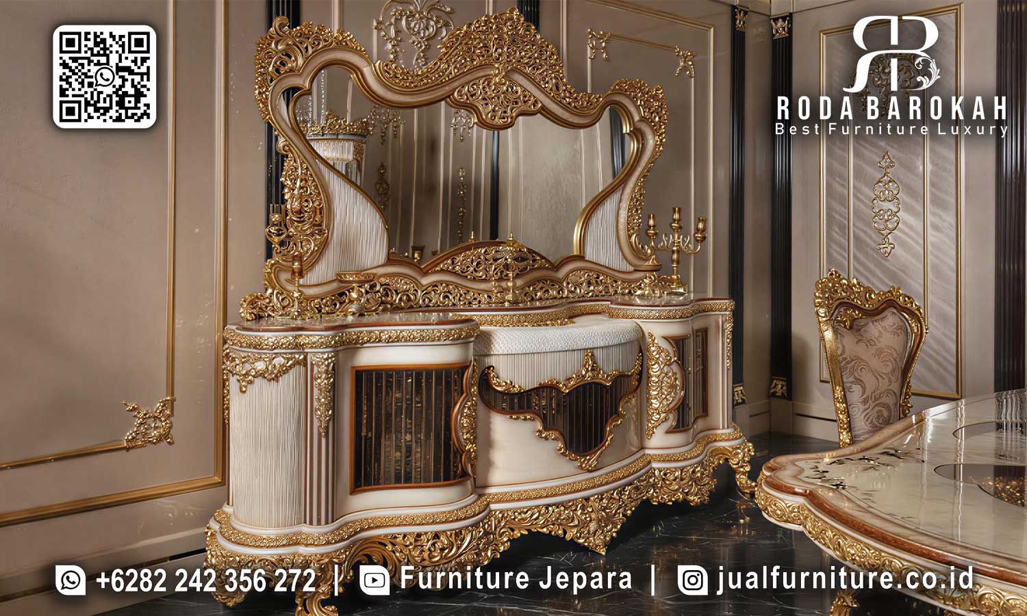 Langsung Kirim Meja Makan Mewah Baroque Harga Murah SMM-528