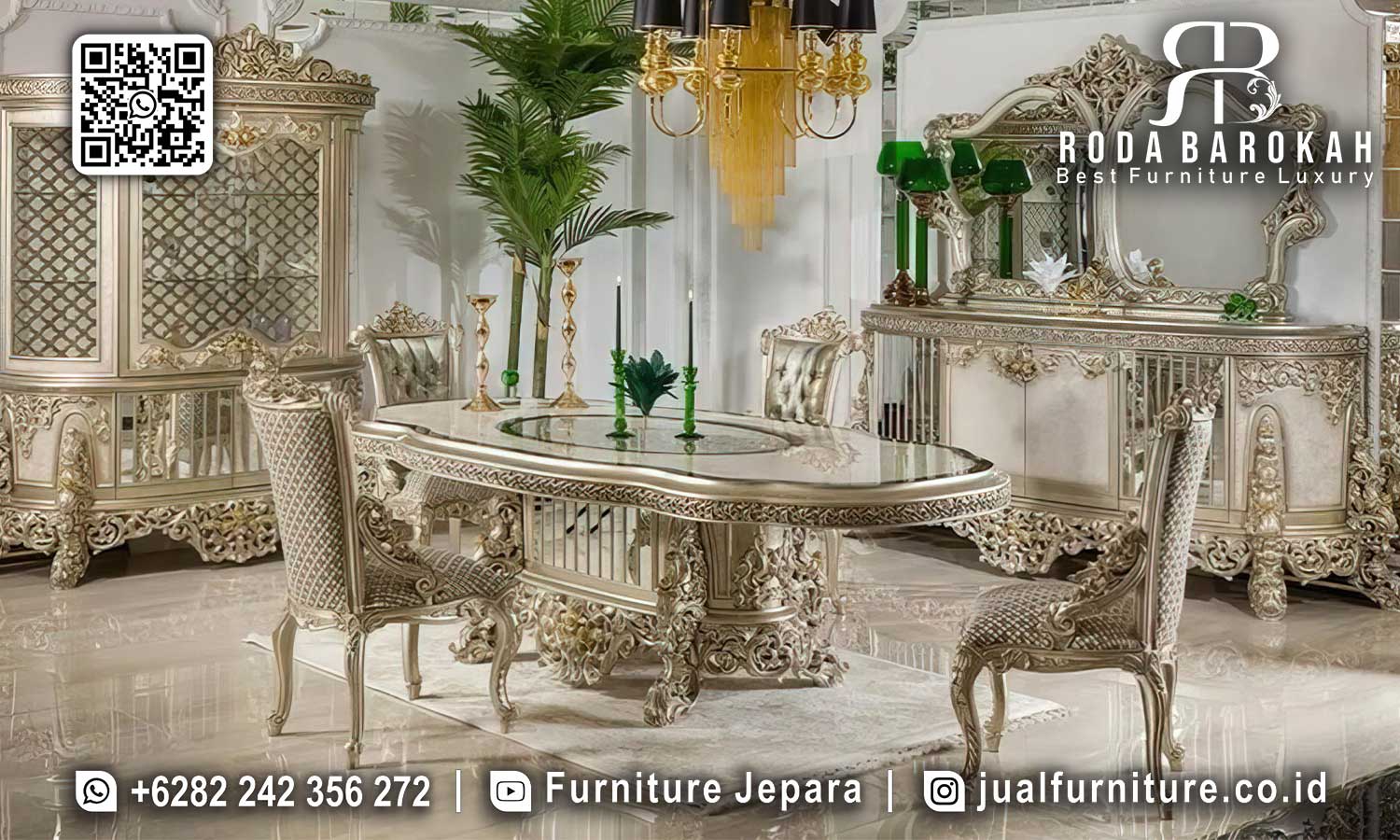 Rekomendasi Spesial Ruang Makan Sultan Mewah Warna Netral SMM-527