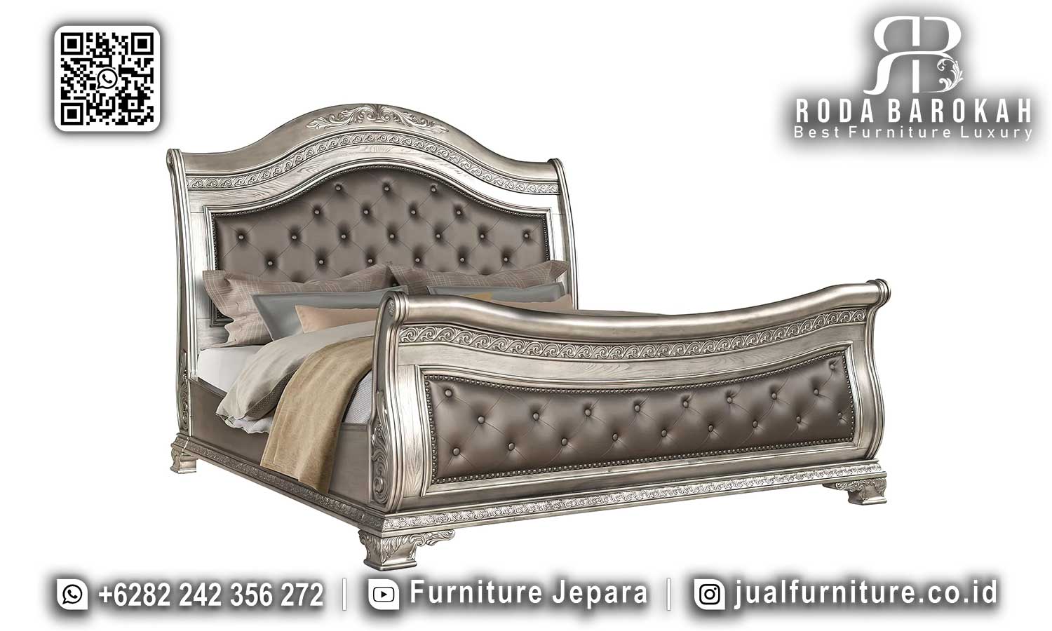 Big Sale Tempat Tidur Silver Mewah Tanpa Perakitan STT-424