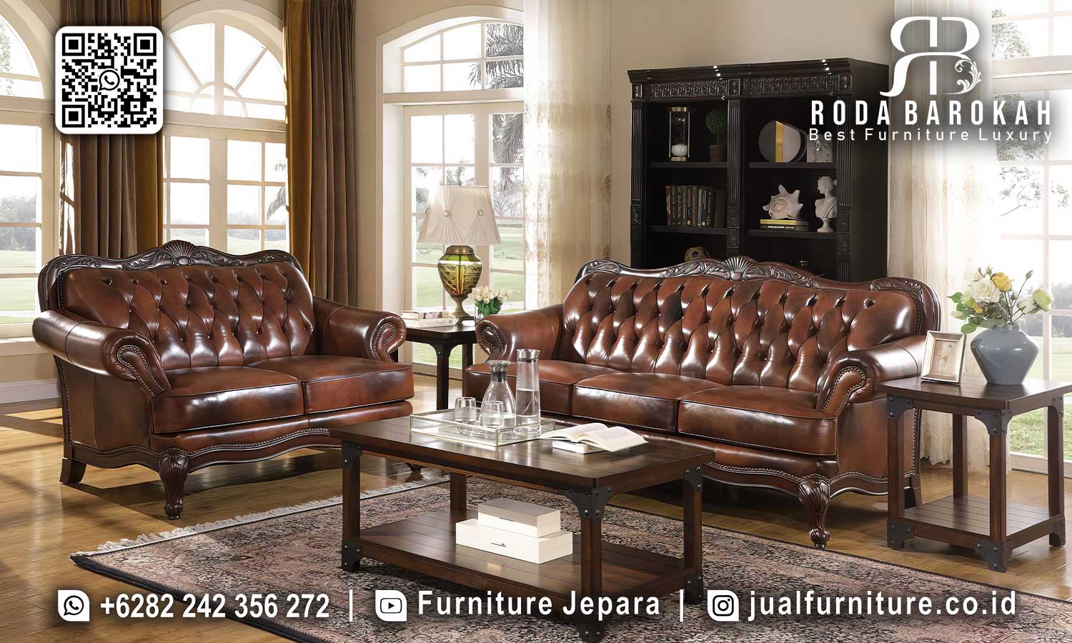 Harga Terbaik Sofa Jati Mewah Kulit Harga Murah STM-831