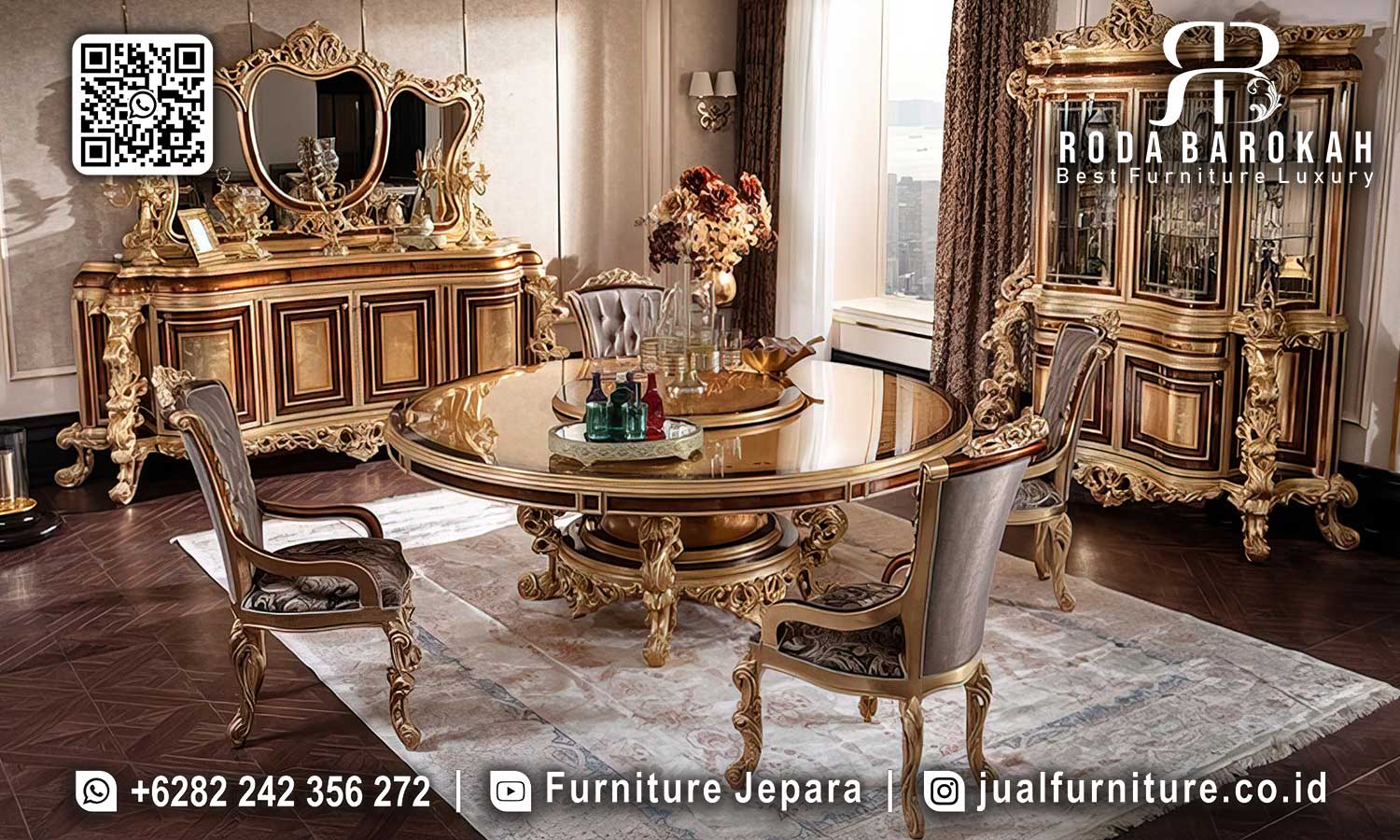 Wajib Punya Meja Makan Bundar Gold Bisa Custom SMM-564