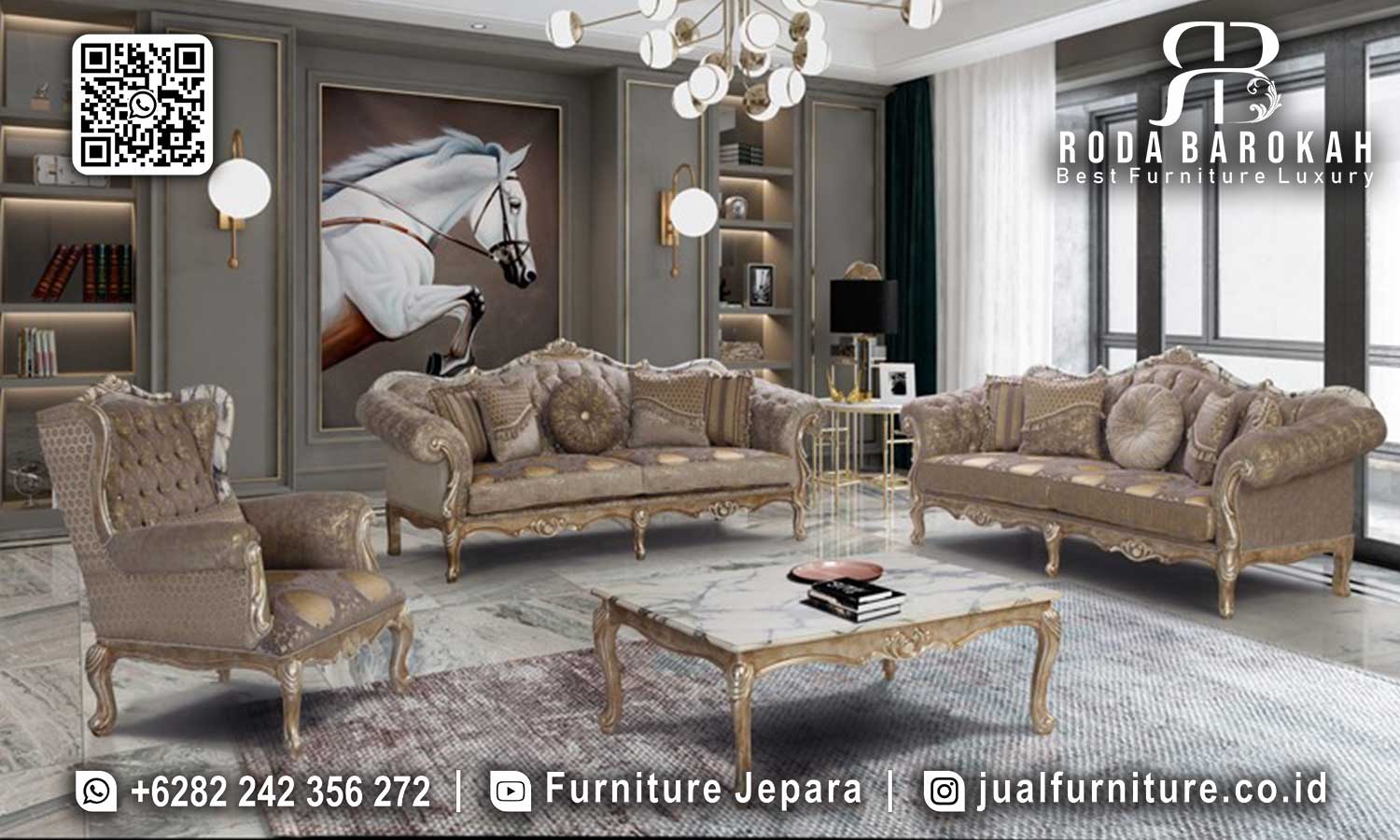 Wajib Punya Sofa Gold Mewah Klasik Fleksibel Ruangan STM-835