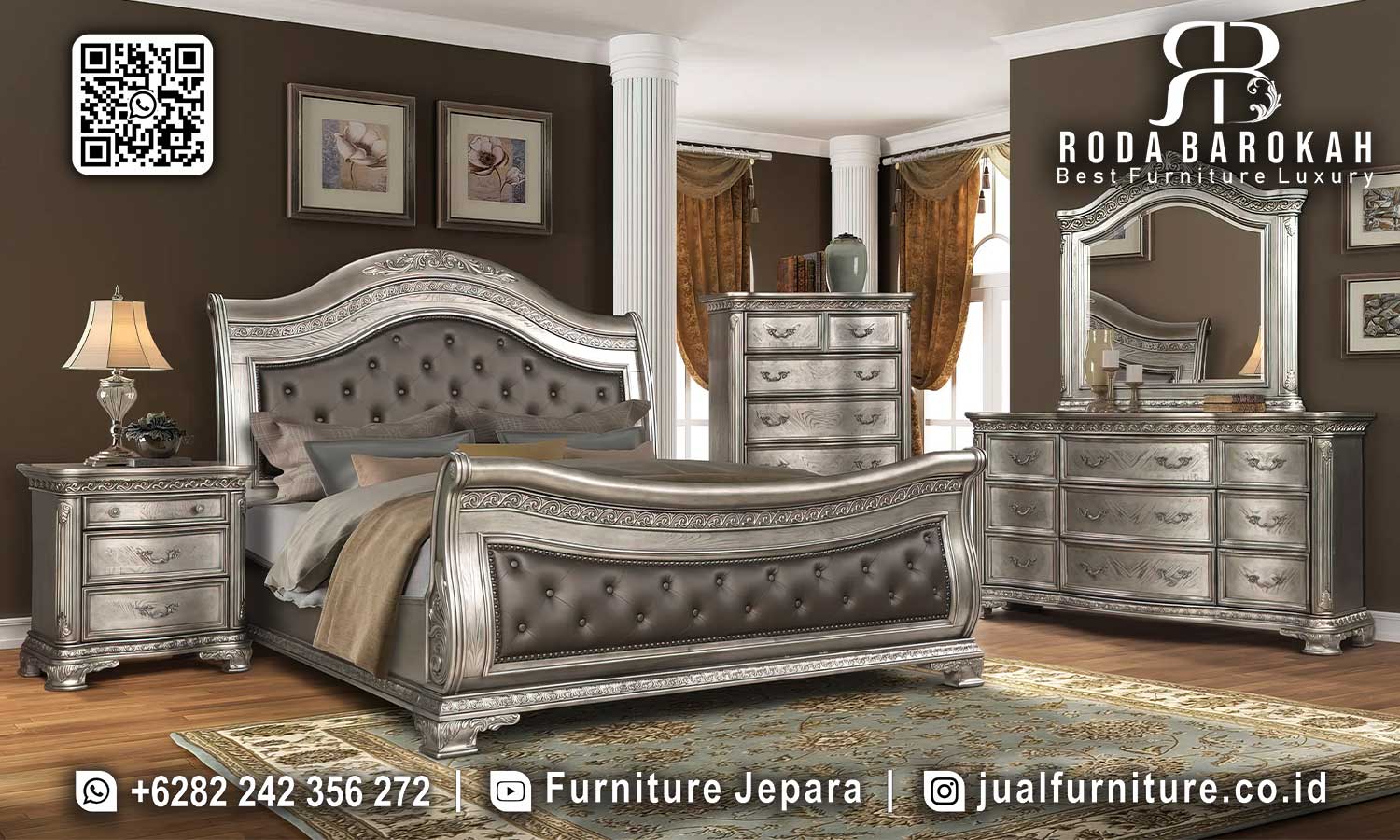 Big Sale Tempat Tidur Silver Mewah Tanpa Perakitan STT-424