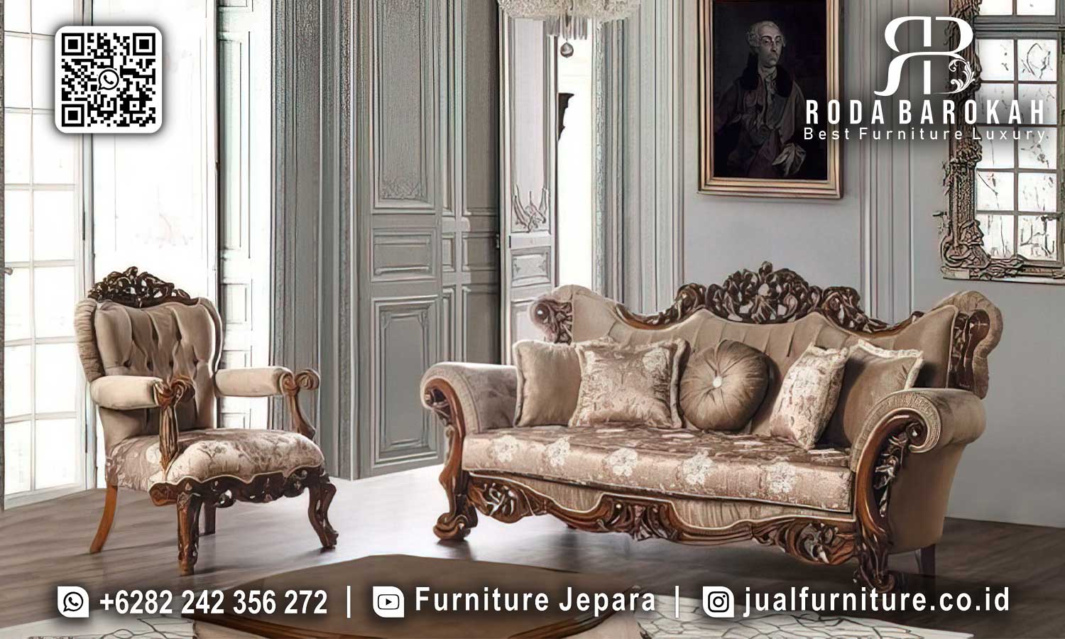 Cuci Sofa Mewah Klasik Jepara Finishing Doff STM-854