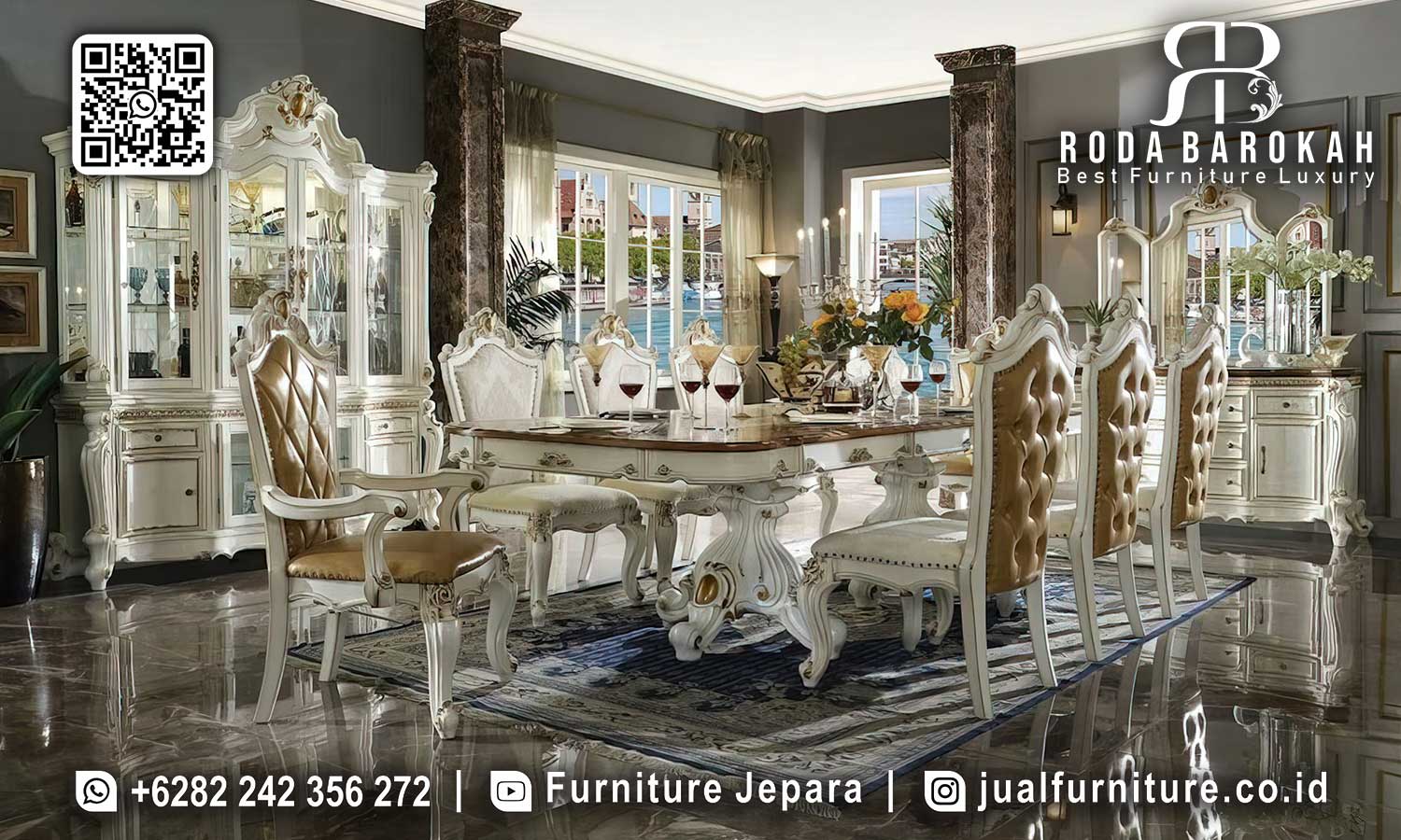 Diskon Meja Makan Mewah Venezia Sangat Kuat SMM-585