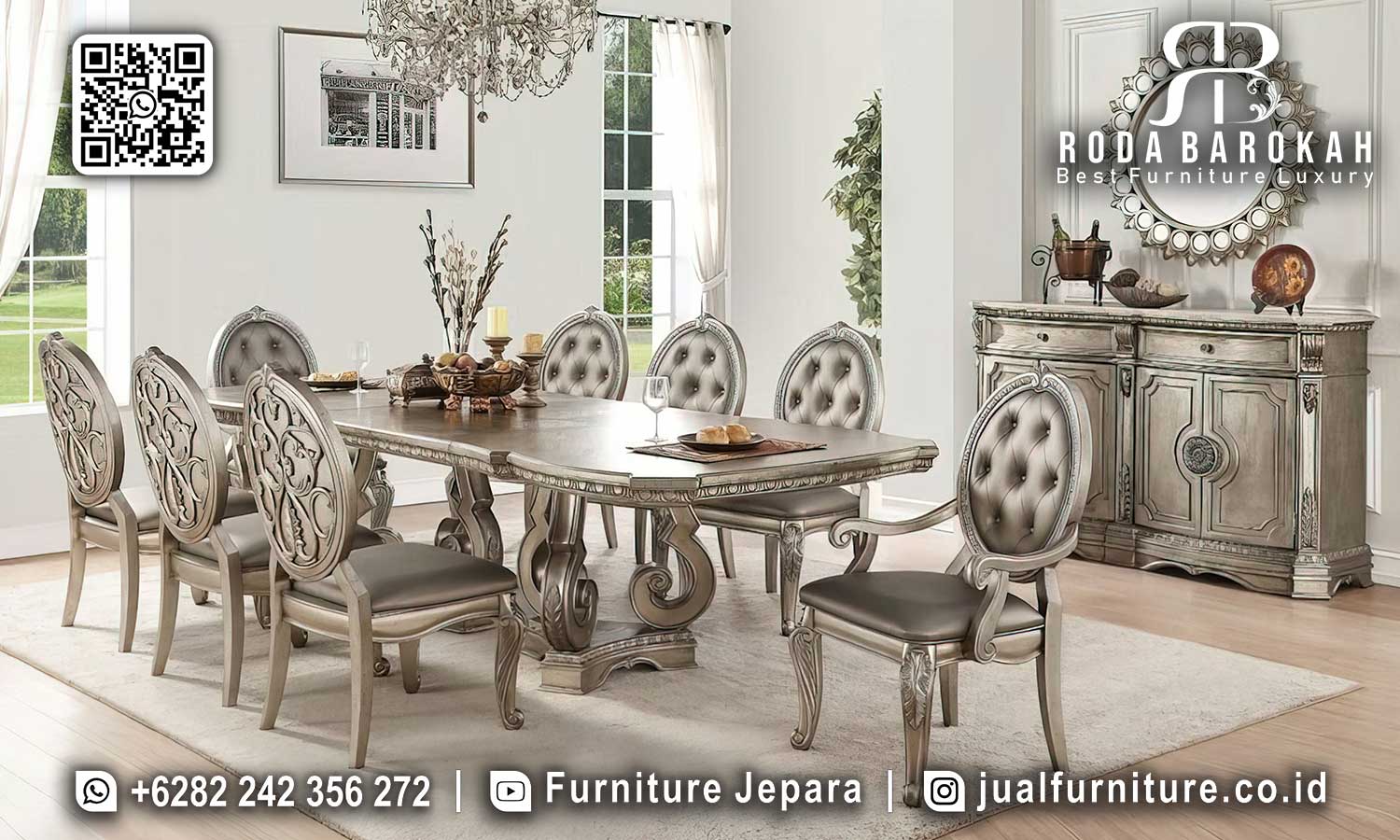 Garansi Meja Makan Mewah Antik Kualitas Oke SMM-581