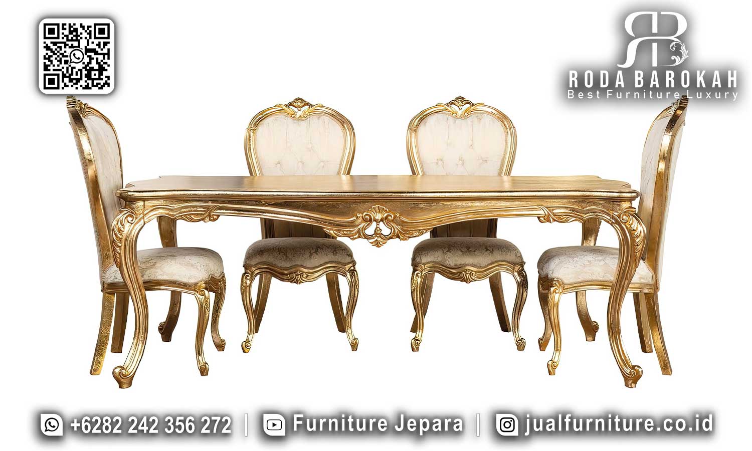 Pilihan Golden Set Meja Makan Mewah Tampilan Bagus SMM-590