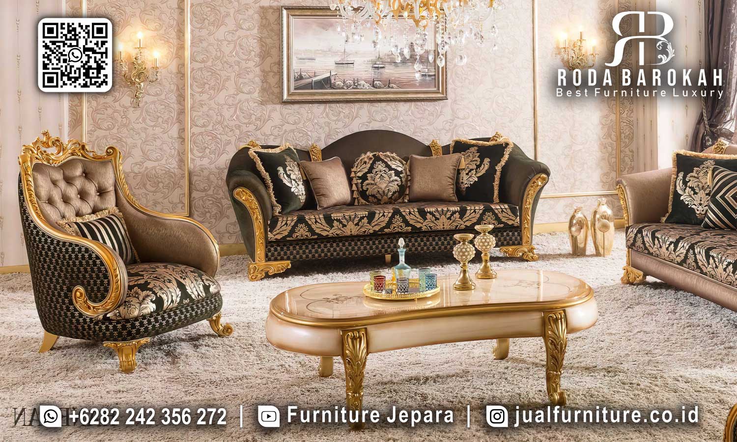 Promo Kilat Sofa Tamu Gold Mewah Sentuhan Mewah STM-840