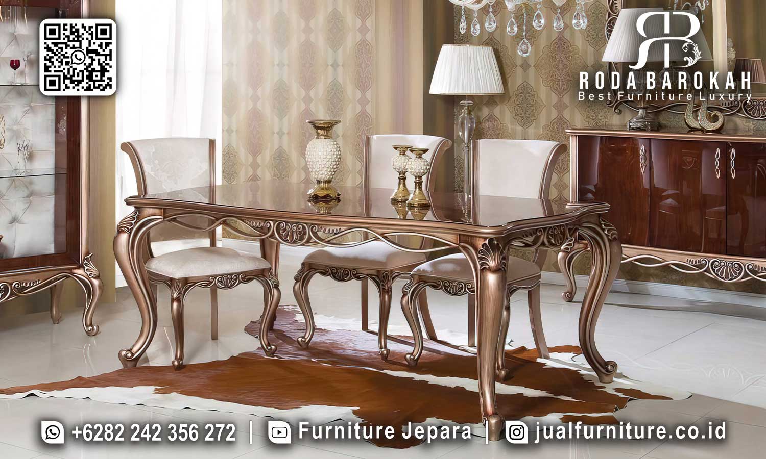 Tersedia Sekarang Meja Makan Dining Set Mewah Desain Minimalis SMM-571