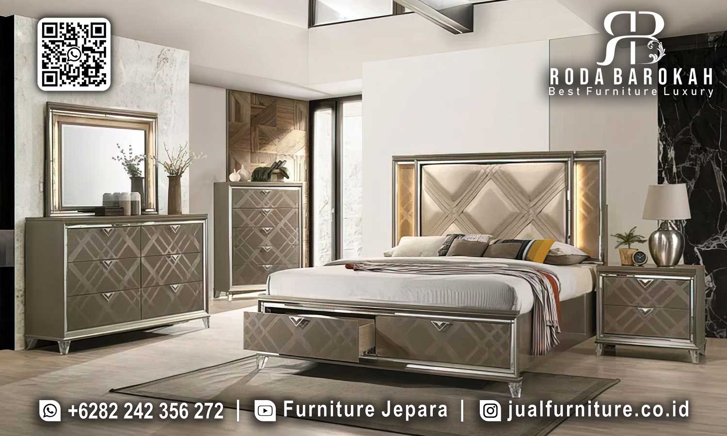 Ekspor Set Kamar Minimalis Modern Tidak Mudah Rusak STT-457