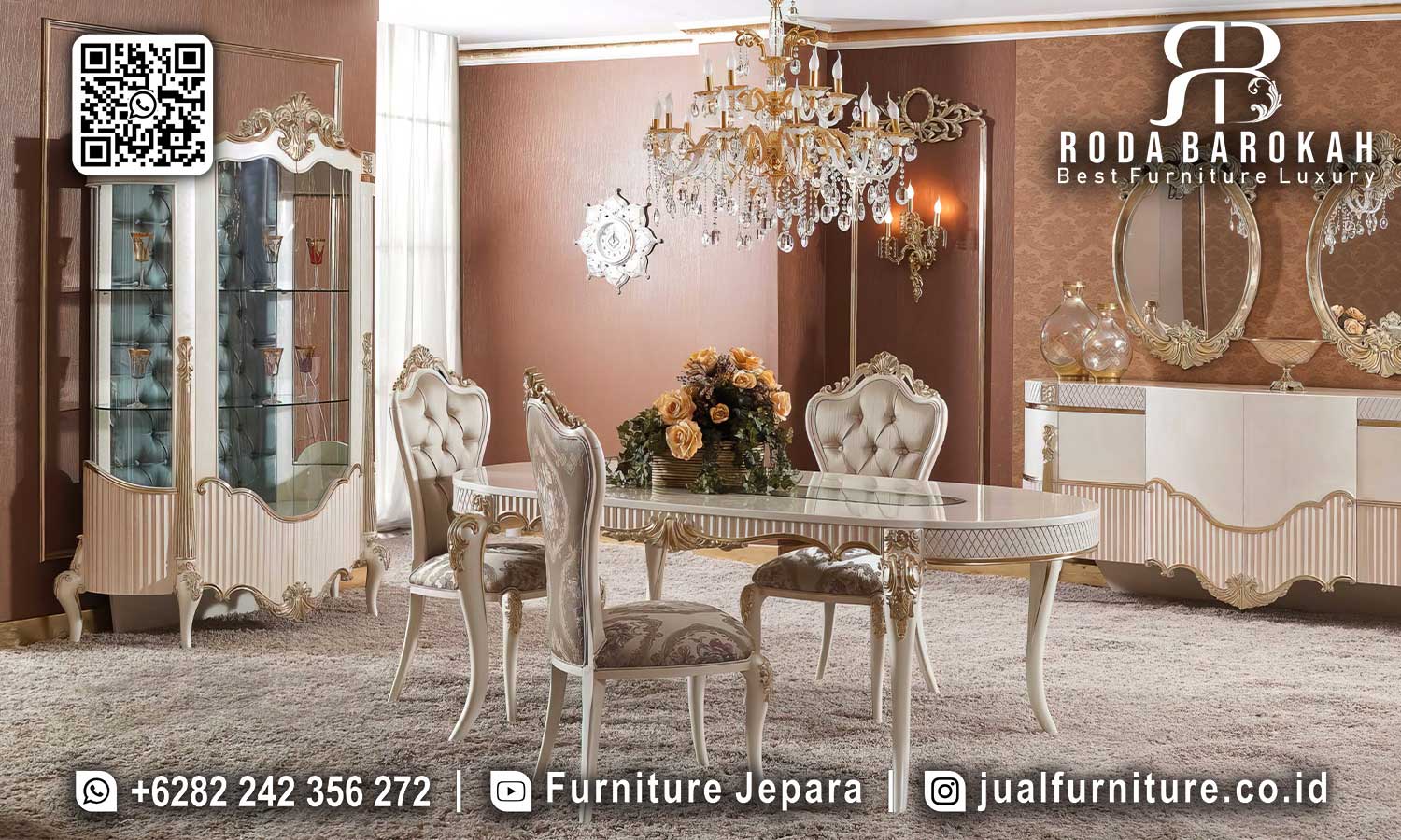 Nikmati elegansi Meja Makan Mewah SMM-575 dari kayu jati, tahan lama, dan perfect untuk dekorasi klasik modern. Dapatkan sekarang!