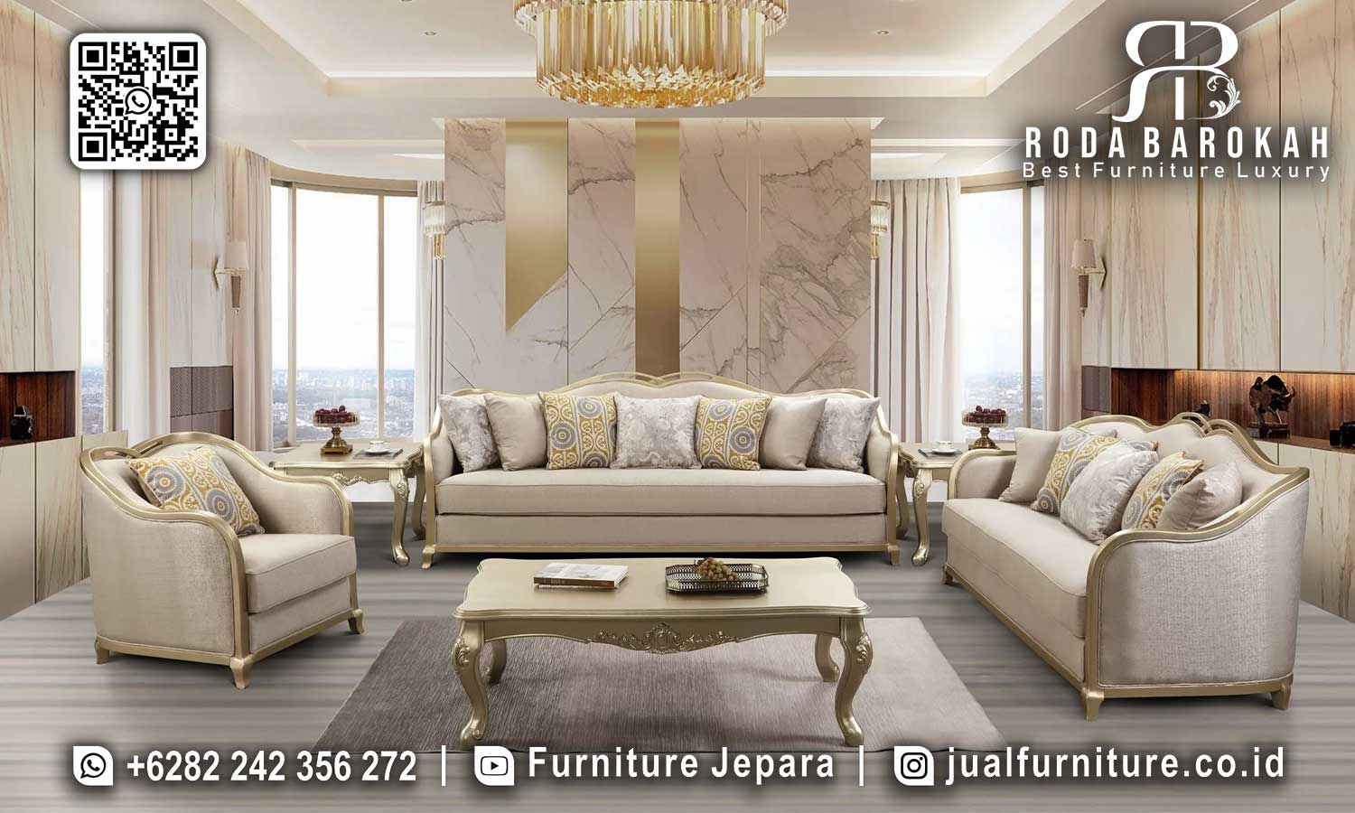 Rasakan kenyamanan dengan Sofa Mewah Kekinian STM-858, desain klasik modern yang elegan dan rangka kayu jati. Pesan sekarang!
