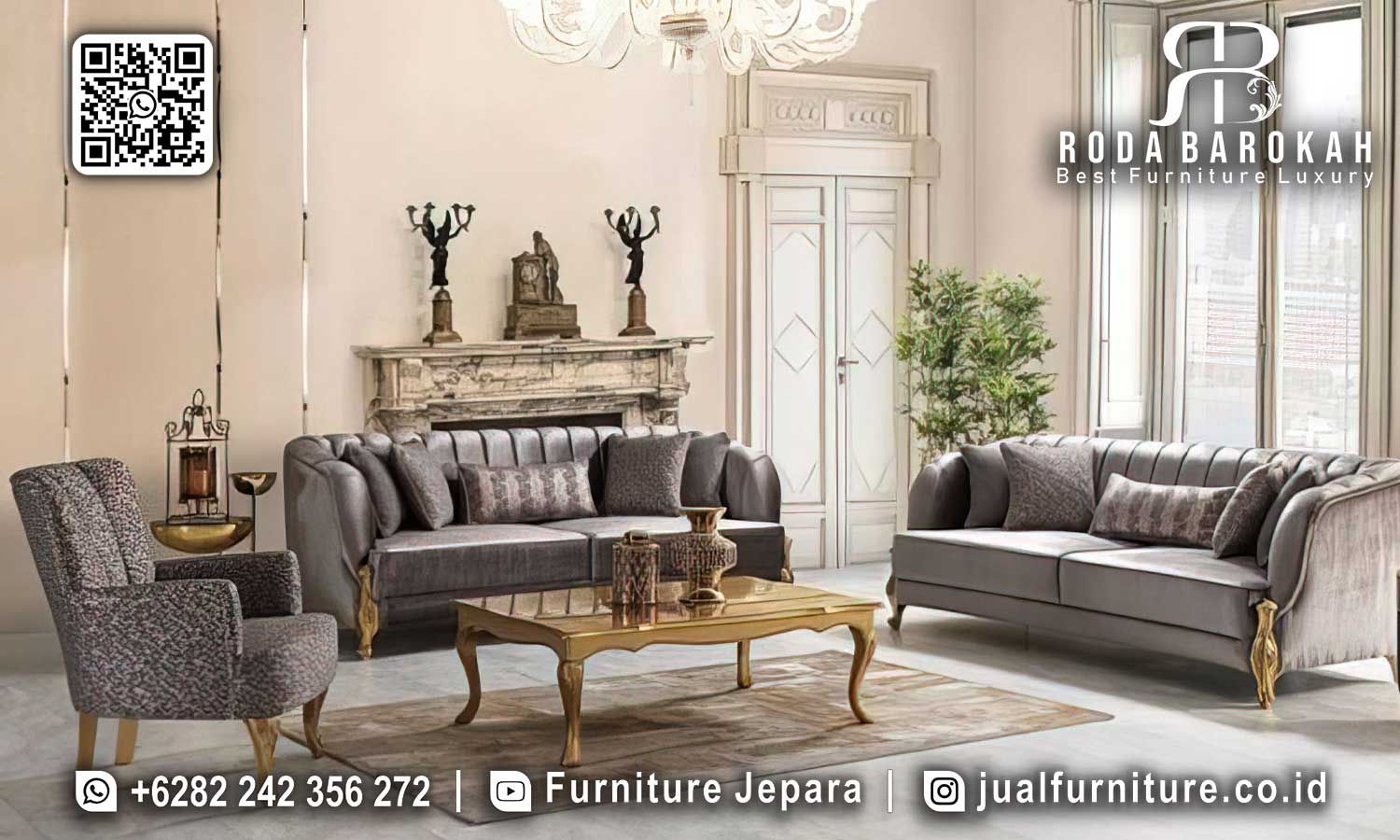 Penawaran Menarik Sofa Mewah Kaki Gold Bahan Berkualitas STM-842