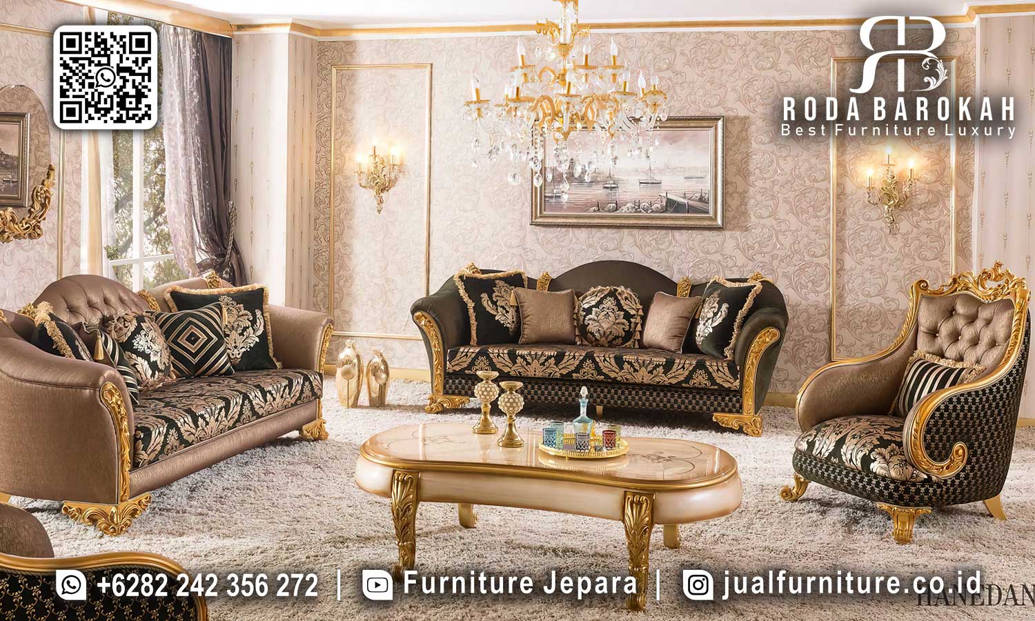 Promo Kilat Sofa Tamu Gold Mewah Sentuhan Mewah STM-840