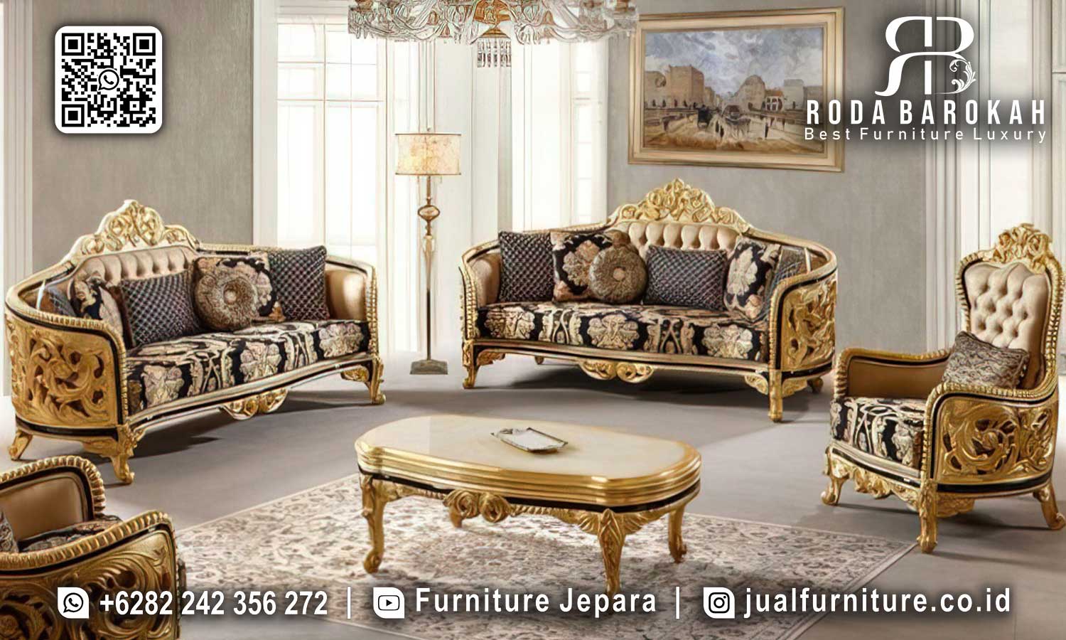 Best Sofa Tamu Mewah Brescia Motif Klasik STM-885