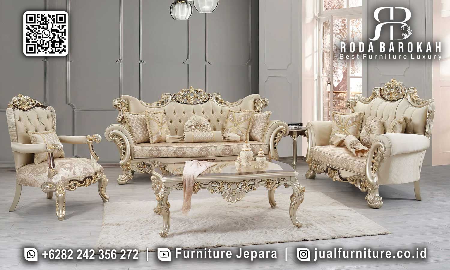 Kursi Sofa Tamu Set Mewah Klasik Anti Lembab STM-873