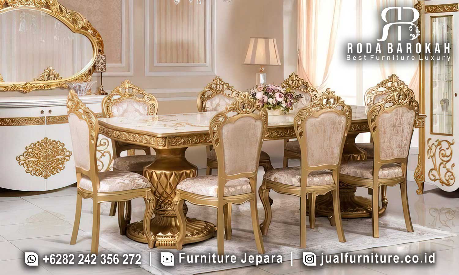 Meja Makan Gold Mewah Desain Terbaru Luxury