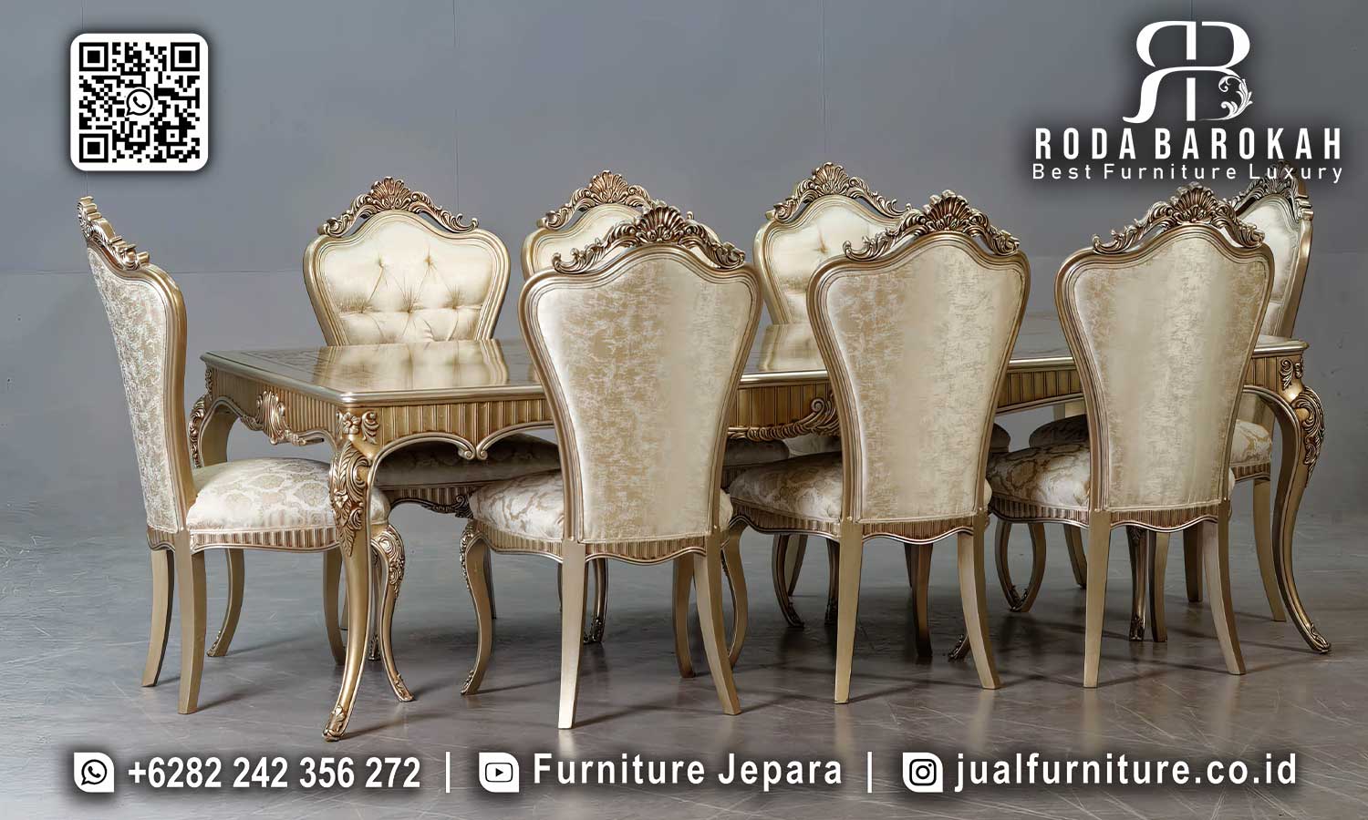 Meja Makan Mewah Palazzo Tampilan Antik SMM-604