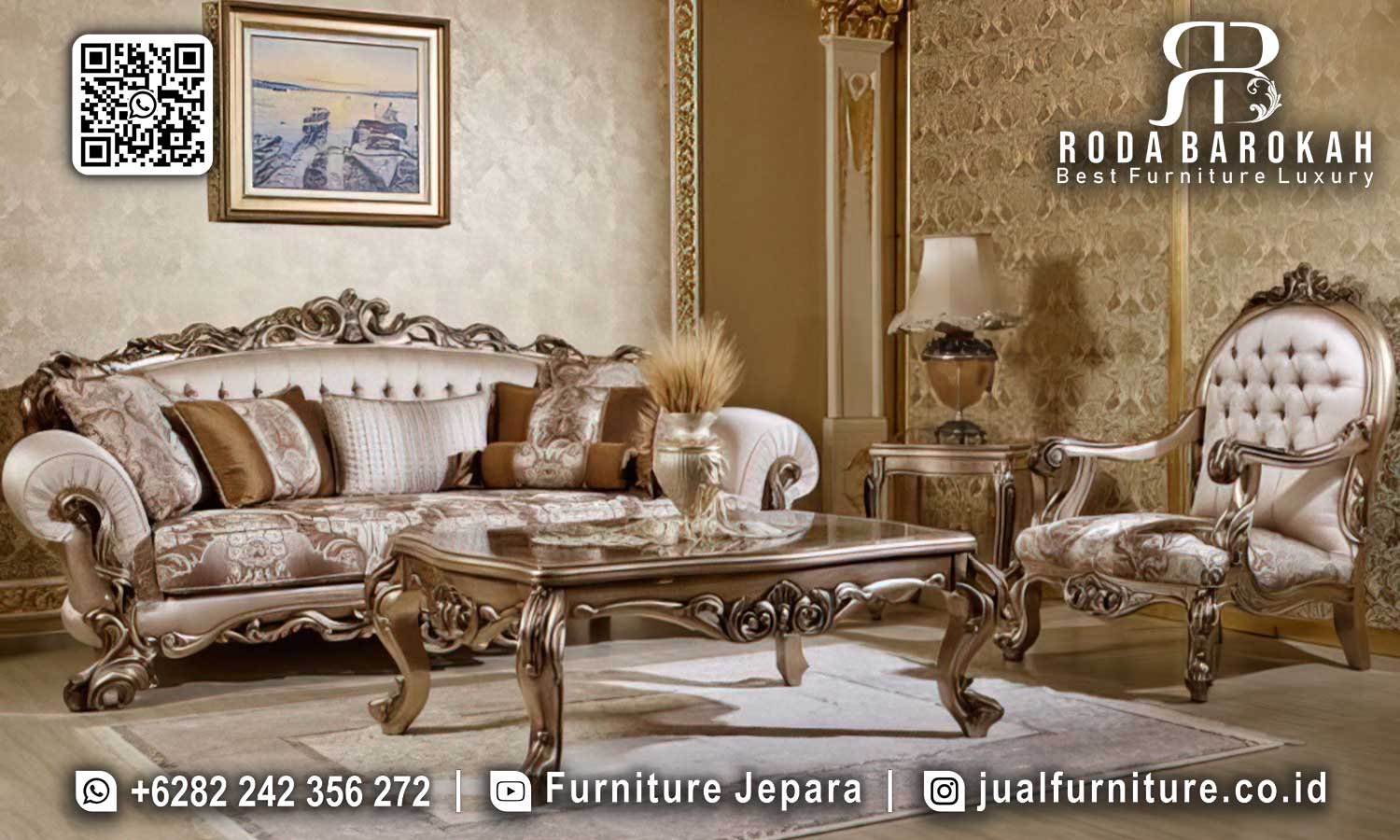 Set Sofa Tamu Mewah Bourbon Pengerjaan Detail STM-881