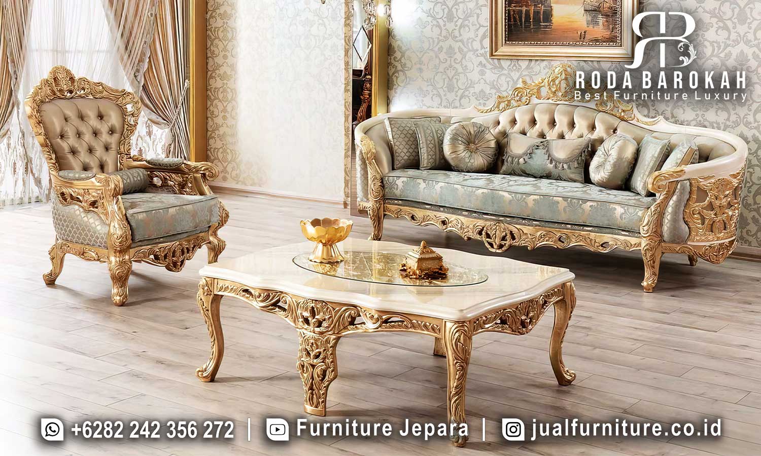 Set Sofa Tamu Mewah Noblesse Ukiran Jepara STM-876