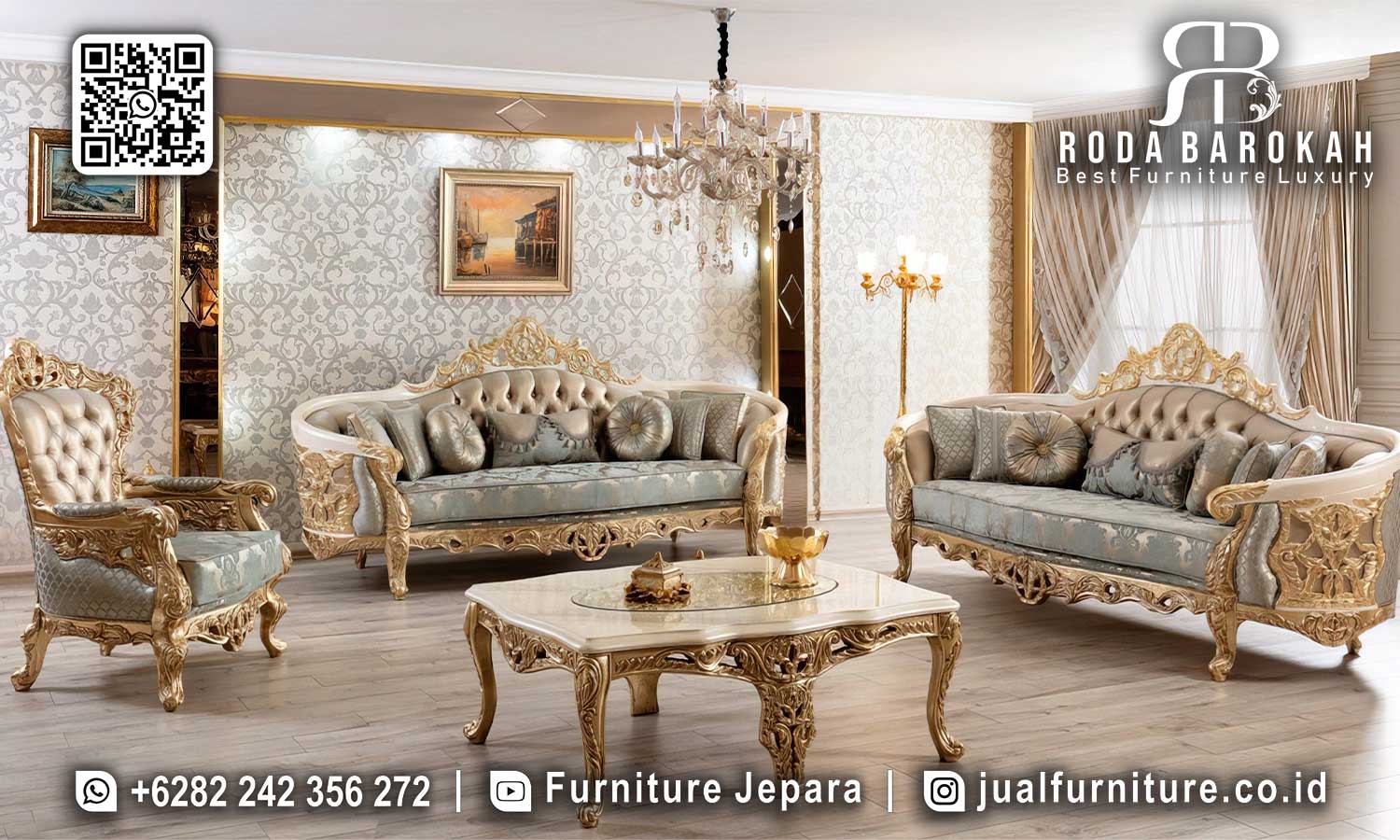 Sofa Tamu Mewah Klasik Bourbon Produk Bergaransi STM-884