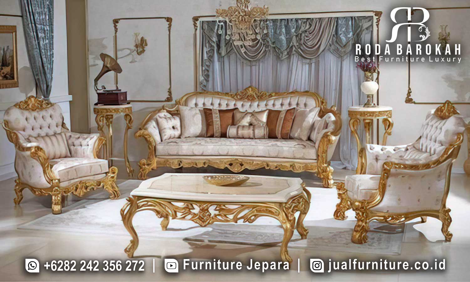 Sofa Tamu Mewah Portofino Desain Berdetail STM-879