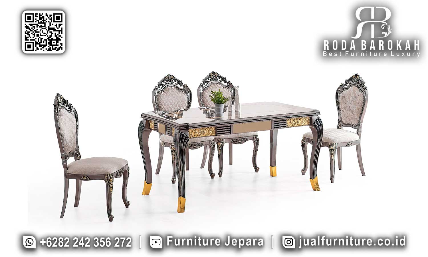 Studio Meja Makan Ukir Celestia Gaya Simpel SMM-594