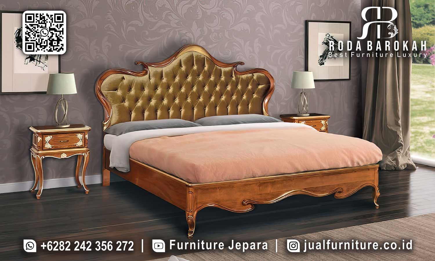 Tempat Tidur Jati Barok Kayu Jati Amalfi STM-877