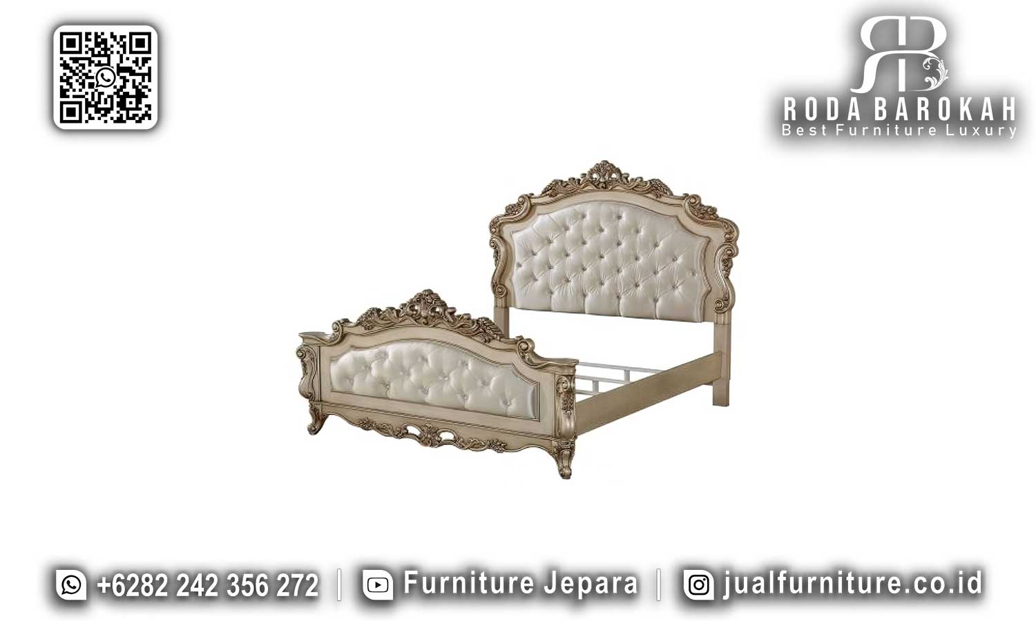 Tempat Tidur Mewah Barok Kombinasi Jati Seville STM-876