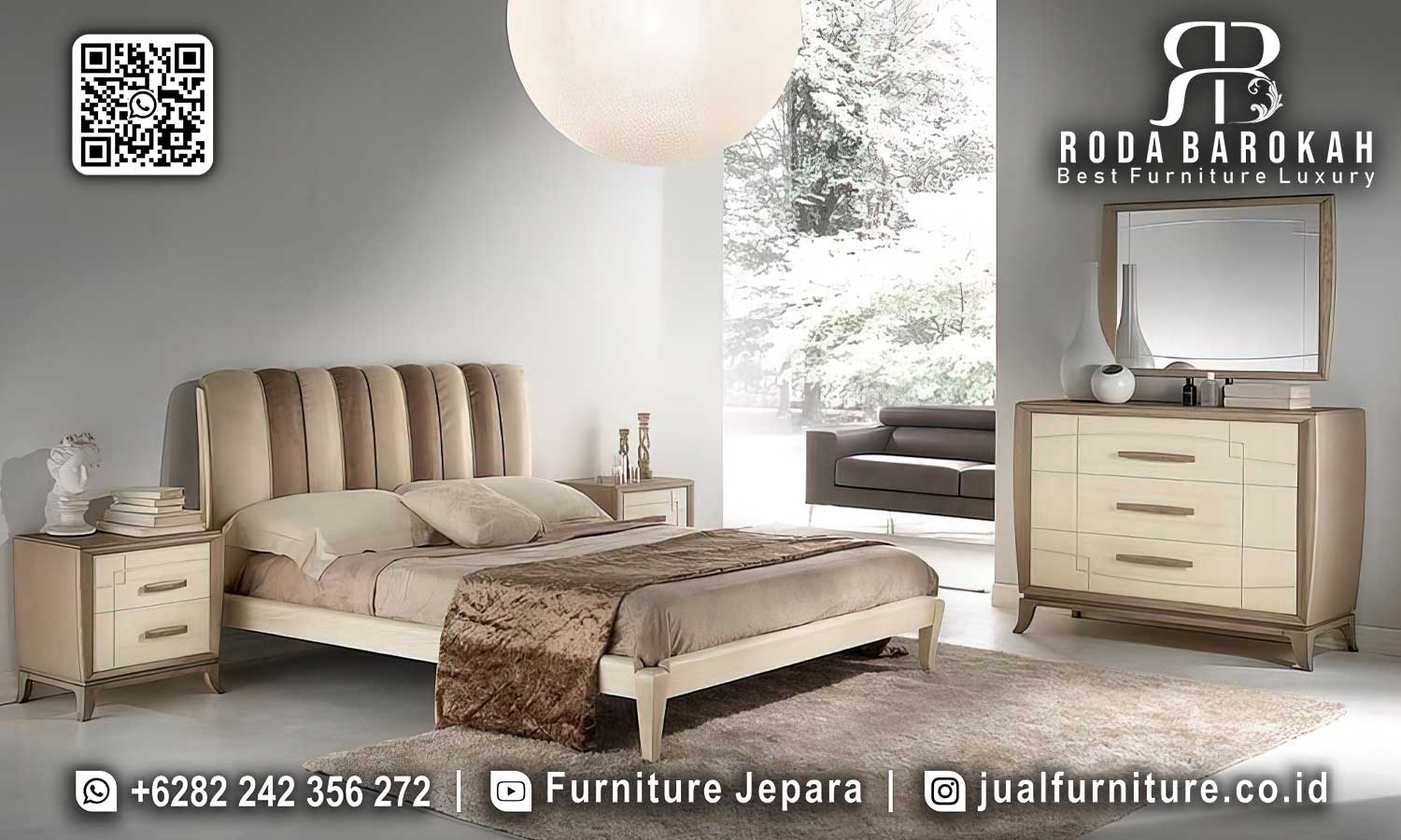 Tempat Tidur Mewah Modern Louis Motif Antik STT-473