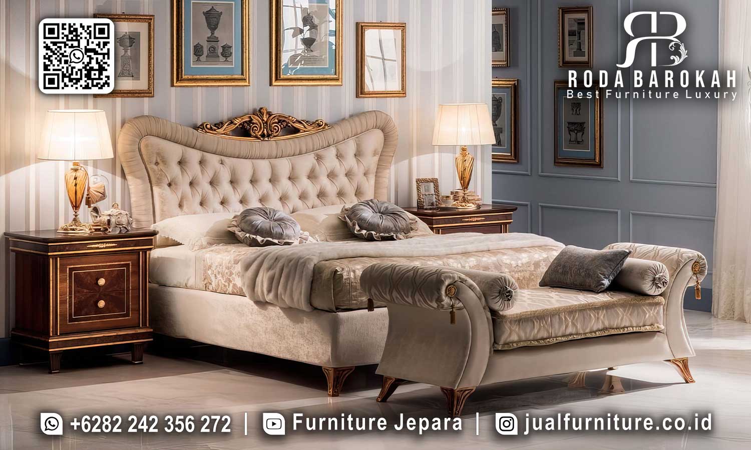 Nikmati tidur berkualitas dengan Tempat Tidur Mewah Celestio, kayu jati dan sandaran ukiran yang elegan. Segera dapatkan!