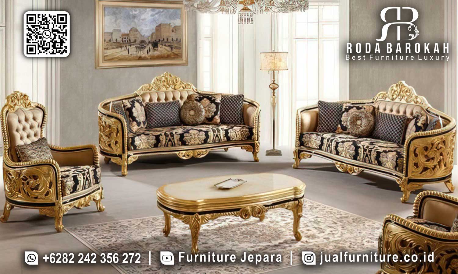 Best Sofa Tamu Mewah Brescia Motif Klasik STM-885