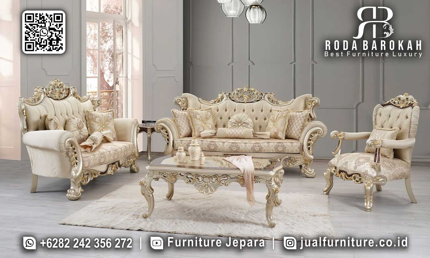 Kursi Sofa Tamu Set Mewah Klasik Anti Lembab STM-873