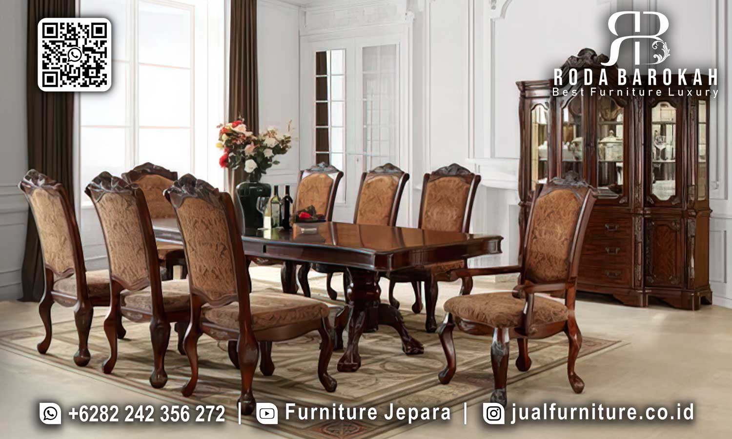 Meja Makan Mewah Jati Prestige Rangka Kokoh SMM-611