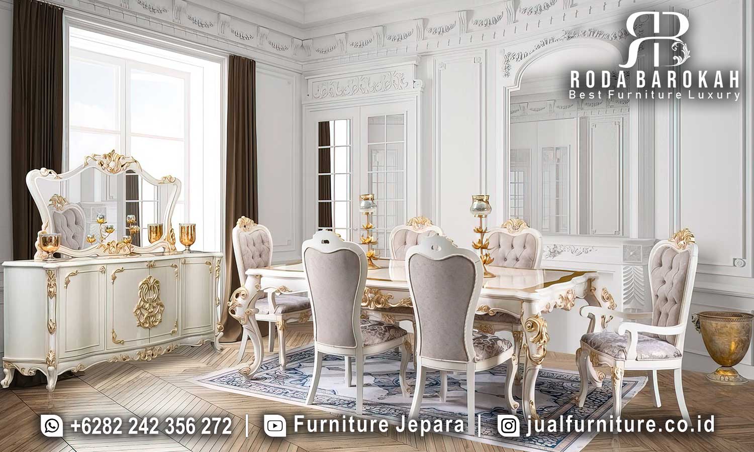 Meja Makan Mewah Louis Desain Berkelas SMM-601