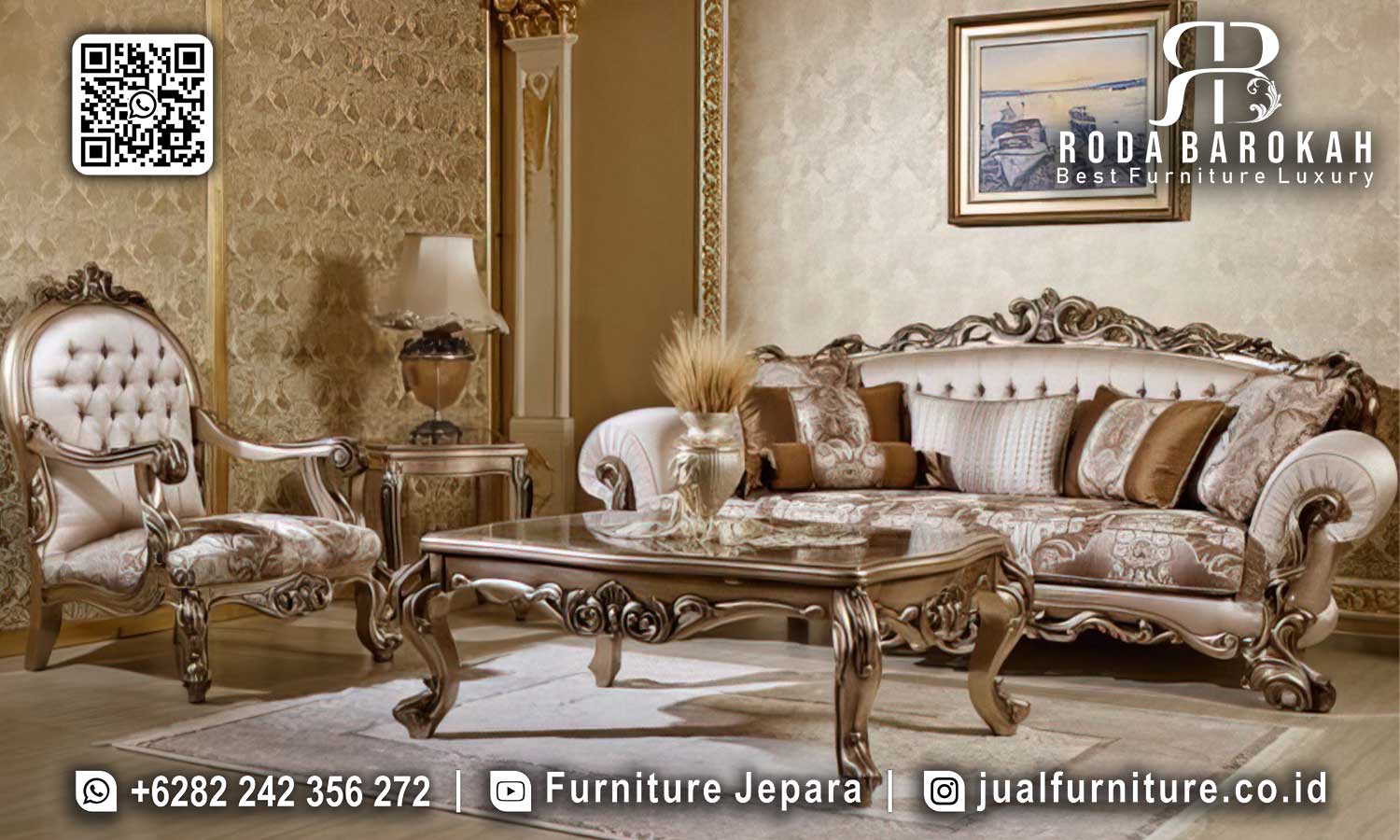 Set Sofa Tamu Mewah Bourbon Pengerjaan Detail STM-881