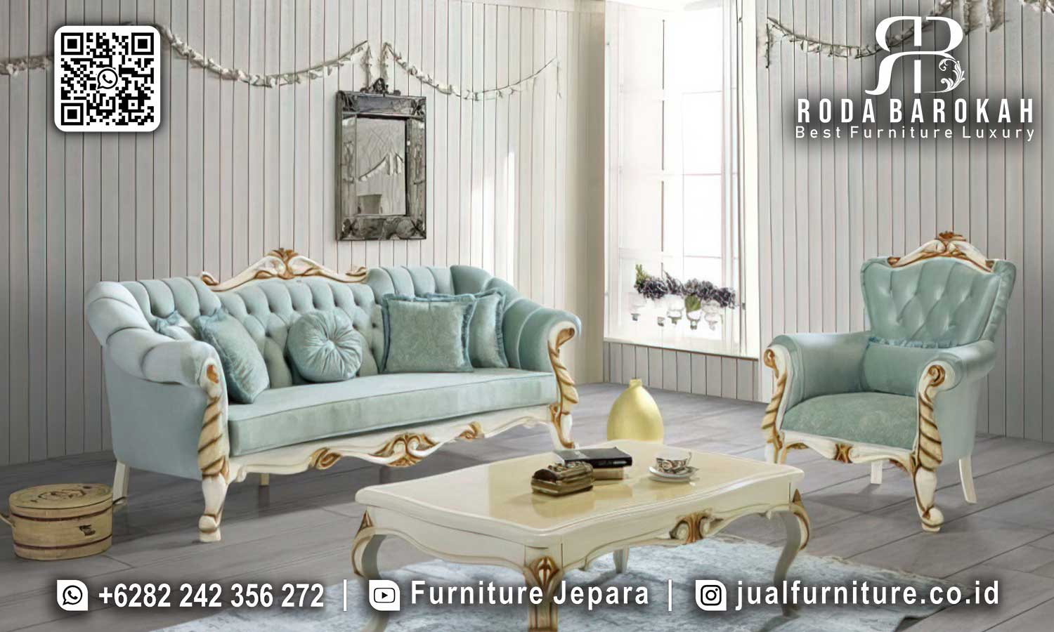 Nikmati kenyamanan Spesial Sofa Tamu Mewah Capri dengan kayu jati dan desain elegan, jadikan ruang tamu Anda lebih berkelas.