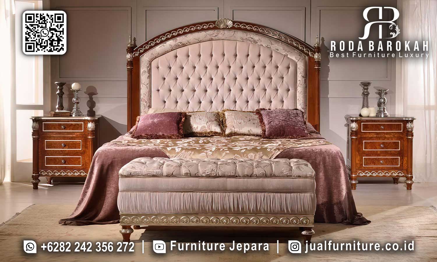 Dipan Tempat Tidur Mewah Jati Verona Tampilan Antik STT-525