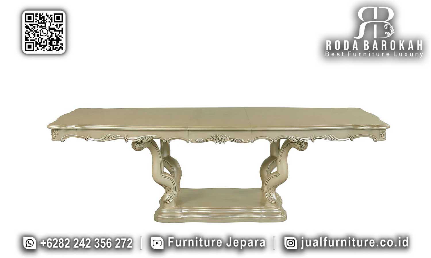 Jual Meja Makan Jepara Mewah Bergamo Ukiran Detail SMM-648