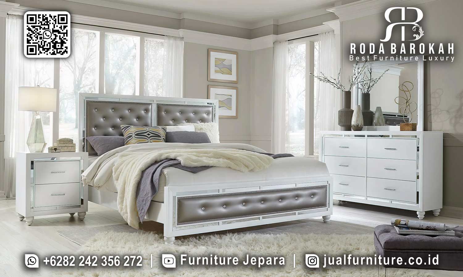 Kamar Tidur Mewah Modern Bergamo Relief Klasik STT-493