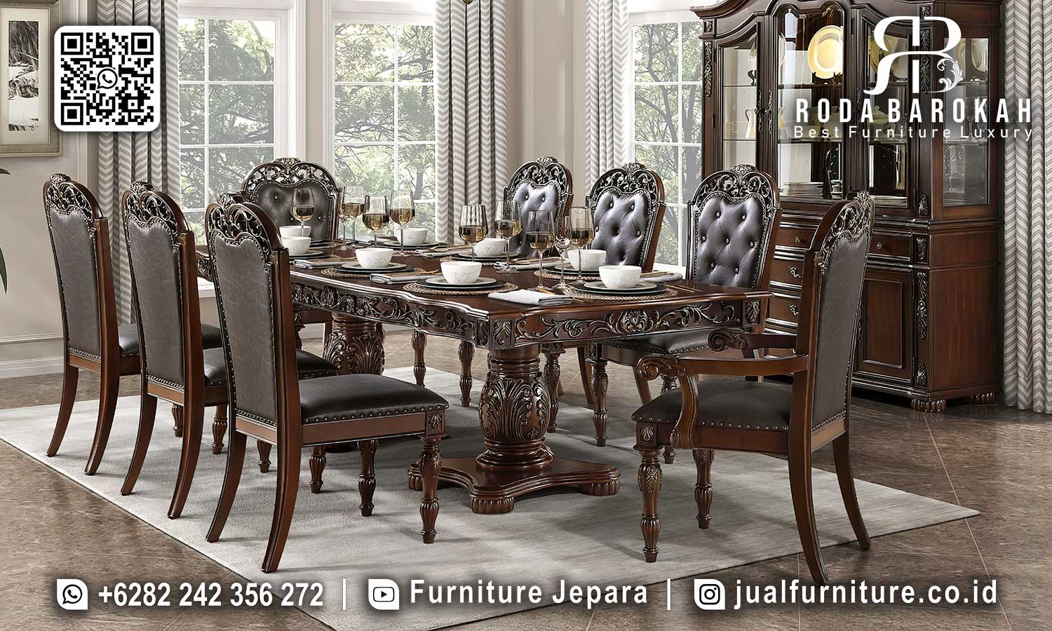 Meja Makan Jati Jepara Palazzo Tampilan Klasik SMM-637