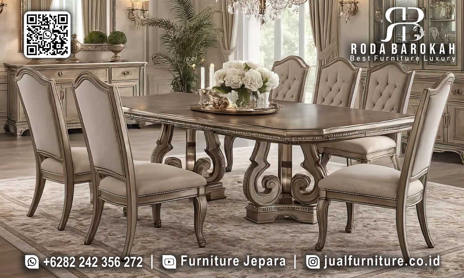 Meja Makan Klasik Mewah Dubrovnik Nuansa Timeless SMM-620