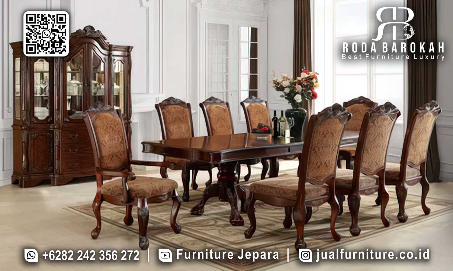 Meja Makan Mewah Jati Prestige Rangka Kokoh SMM-611