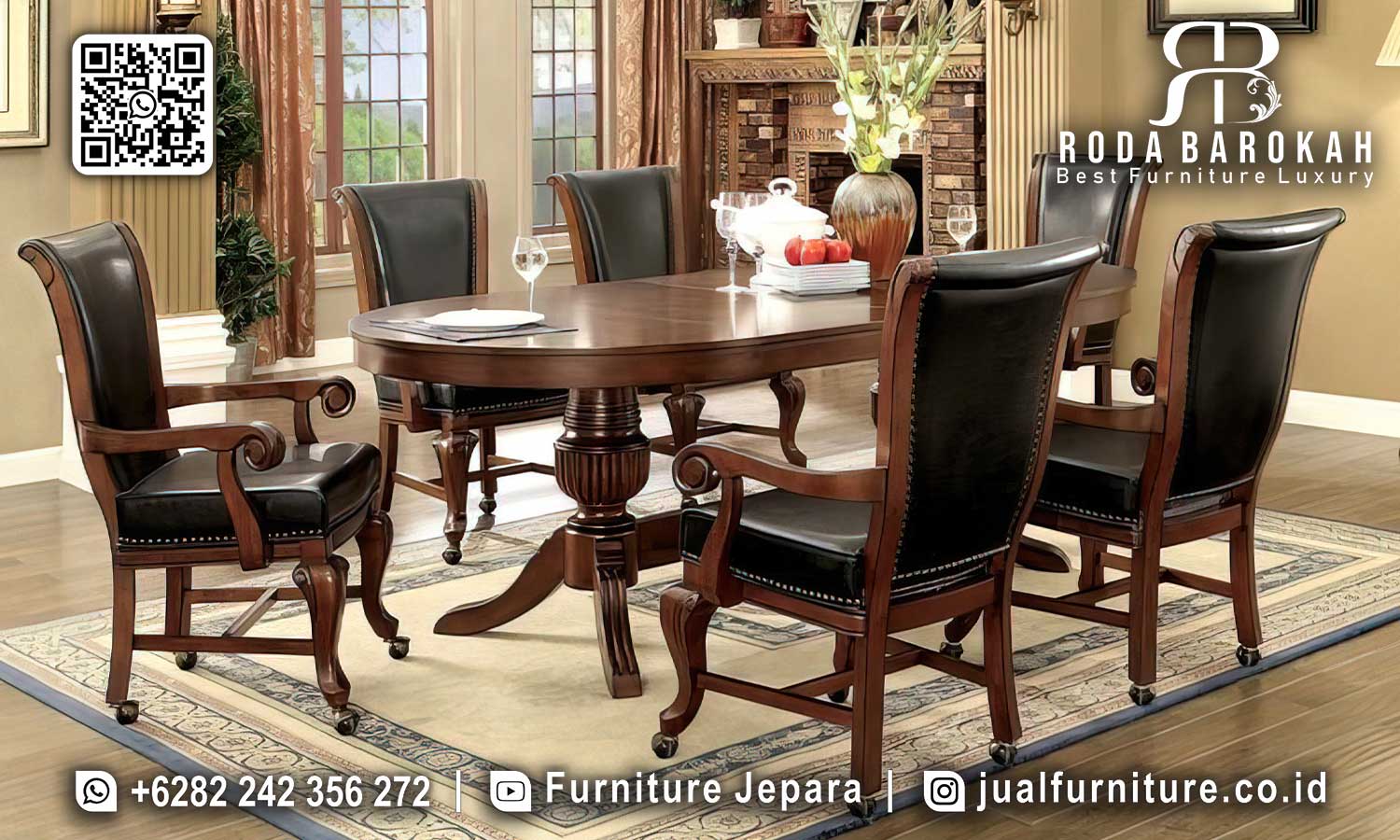 Meja Makan Mewah Jati Terbaru Victoria Workshop Jepara SMM-663