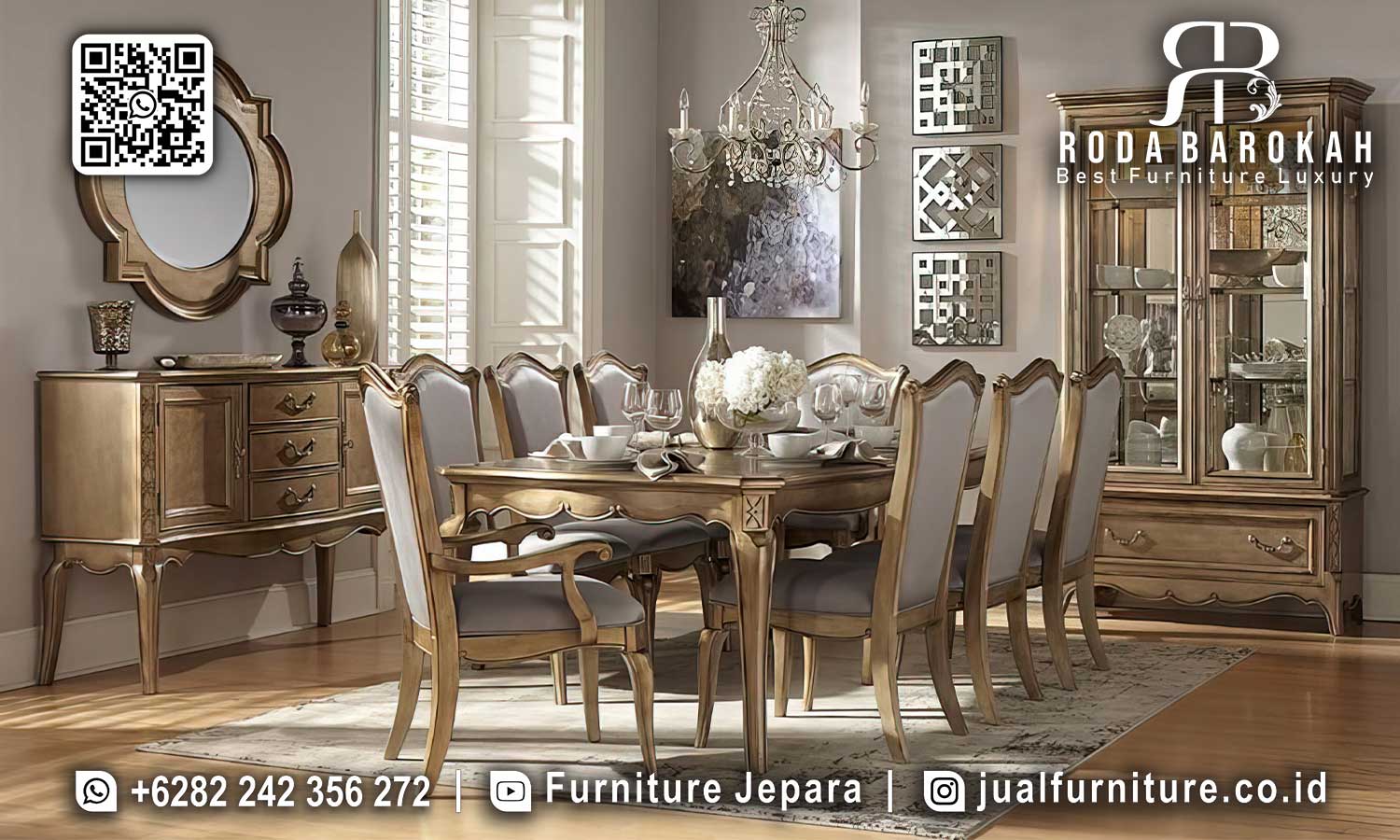 Meja Makan Mewah Jati Villa Pengerjaan Presisi SMM-659