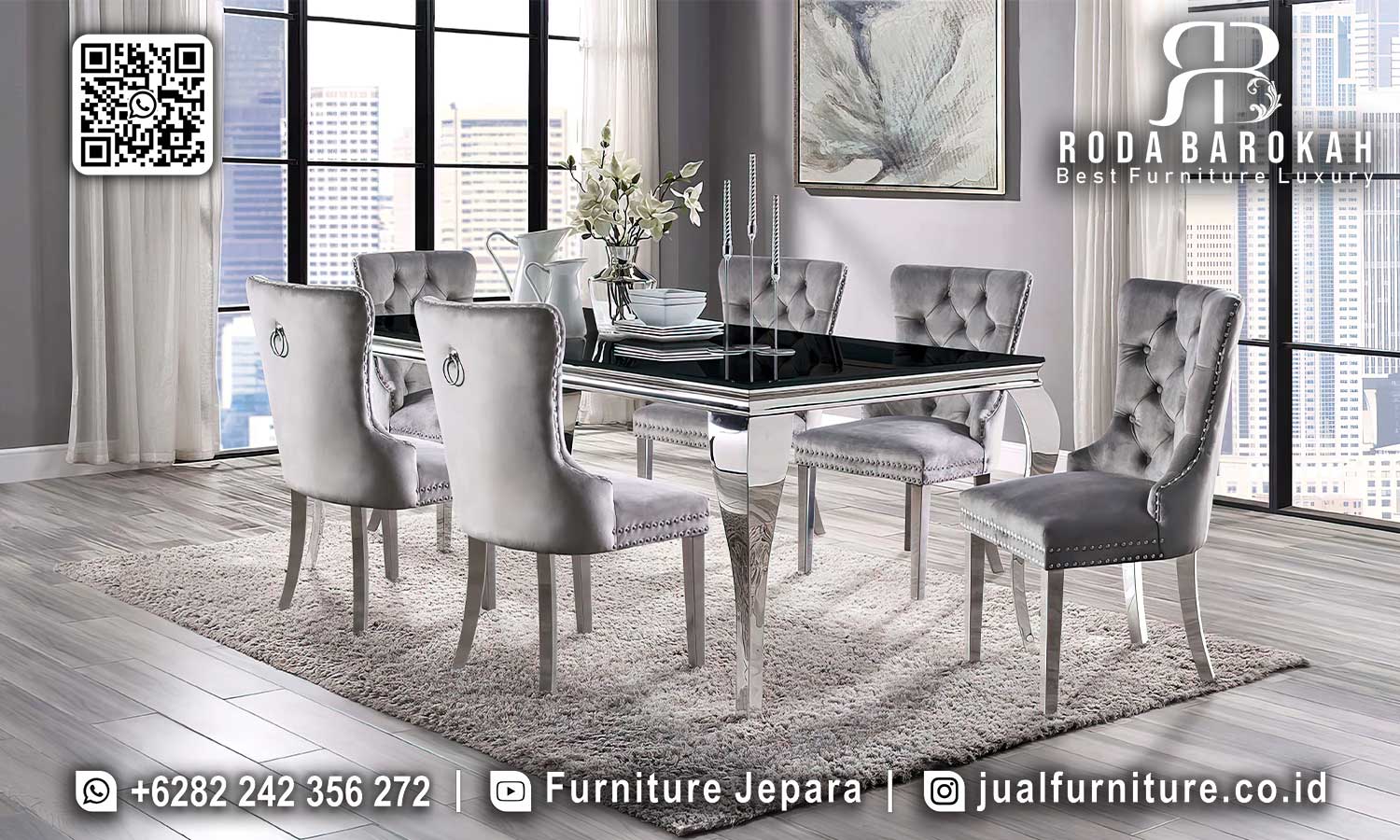 Meja Makan Mewah Modern Capri Nyaman Digunakan SMM-632