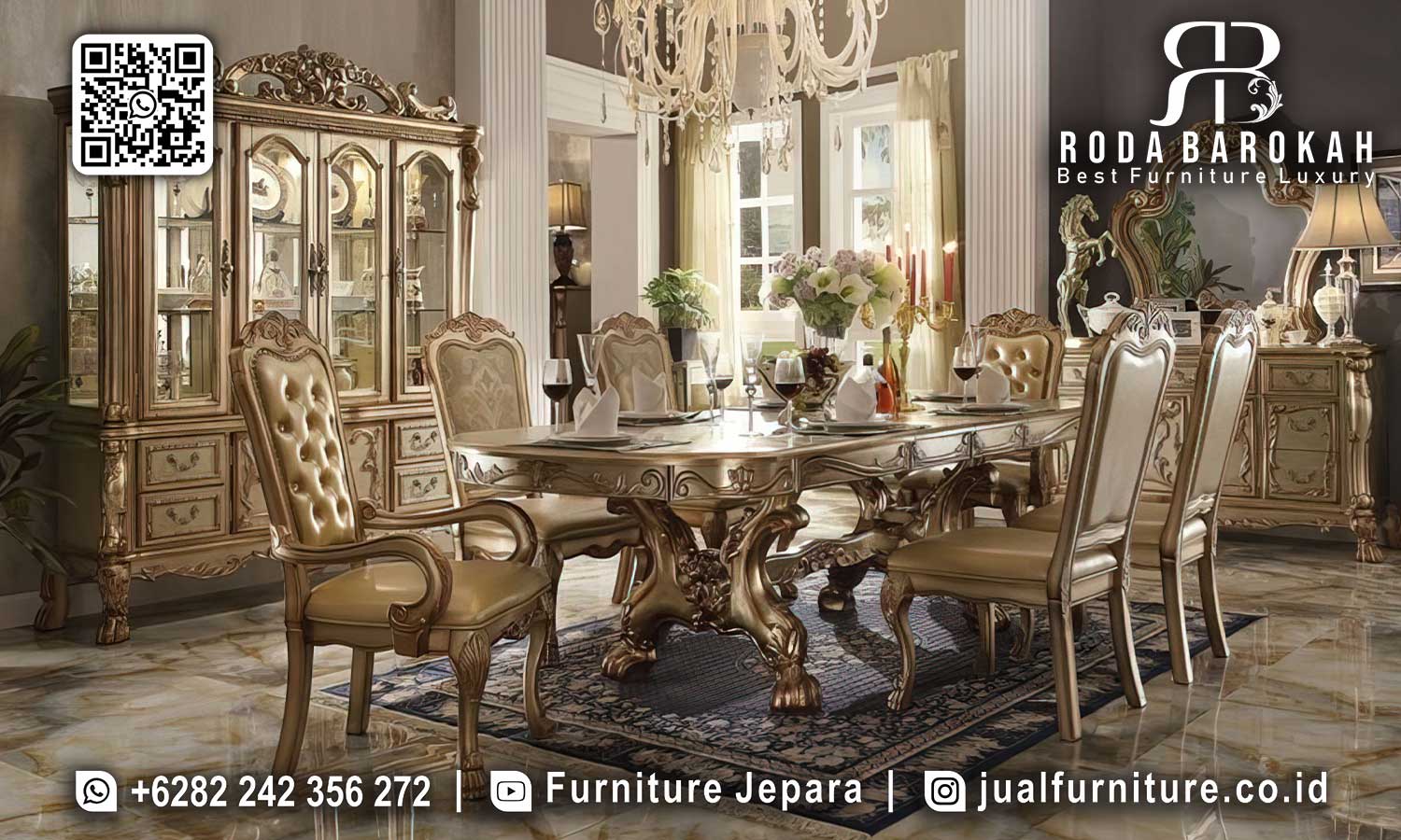 Meja Makan Mewah Terbaru Montmartre Kesan Klasik SMM-665